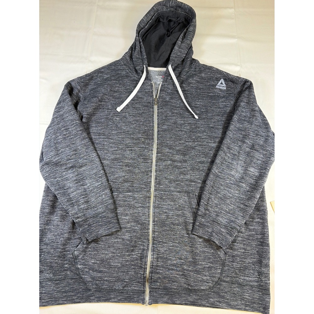 Reebok Mens 3XL Full Zip Hoodie Space Dye Gray Fleece Sweatshirt DXLF17245